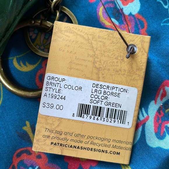 Brand New Patricia Nash Genuine Leather Green Large Borse Coin Purse Key Holder - Picture 7 of 15